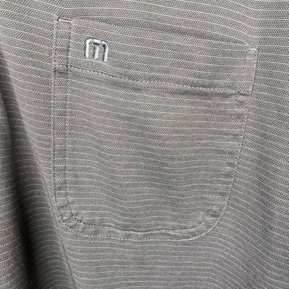 Travis Mathew Men Shirt Golf Polo Poly-Pima Cotton Short Sleeve Gray Striped L - Picture 5 of 10